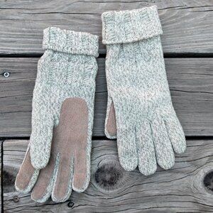 One Size VTG Wool Suede Blend Beige Fleece Lined Gloves RN#17541